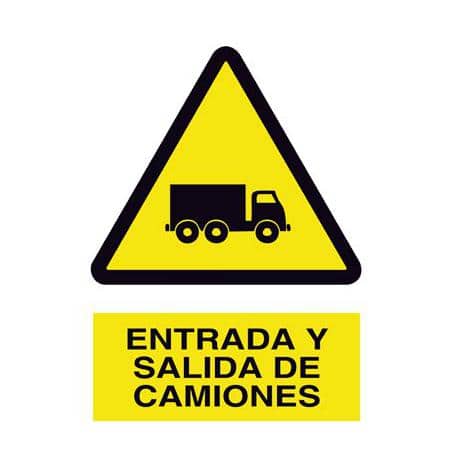 Señal advertencia peligro : ¡ Peligro ! Salida de camiones