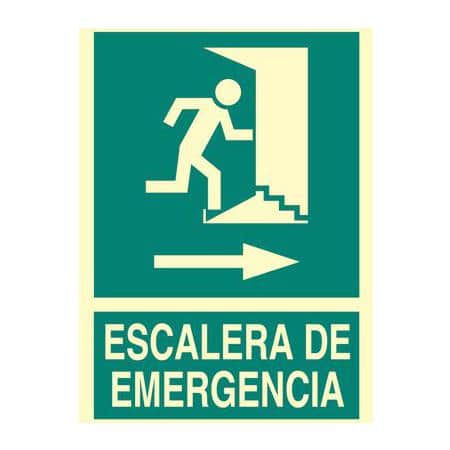 Señal evacuación :  Escalera de emergencia derecha