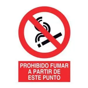 Señalización de prohibición : Prohibido fumar a partir de este punto
