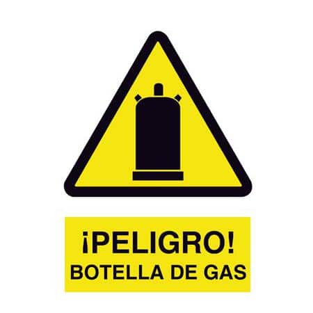 Señal de advertencia : Peligro , botella de gas