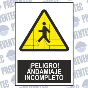 Peligro andamio incompleto