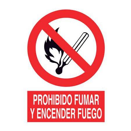 Señalización de prohibición :  Prohibido fumar y encender fuego