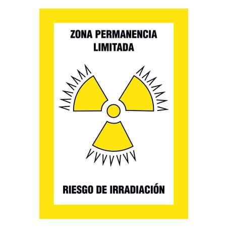 Señal Zona permanencia limitada, riesgo irradiación