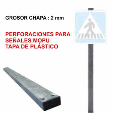 Postes rectangulares para señales tráfico MOPU – Grosor 2 mm – Tapa plástico