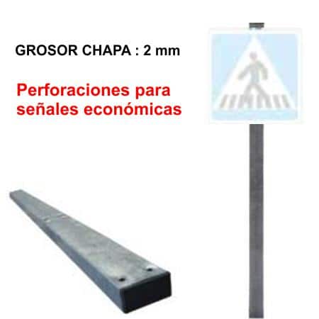Postes rectangulares para señales tráfico económicas – Grosor chapa 2 mm