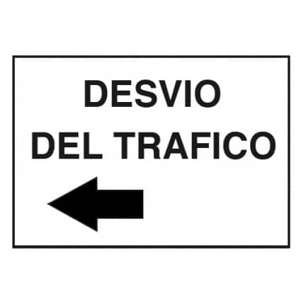cartel señalización desvio tráfico izquierda