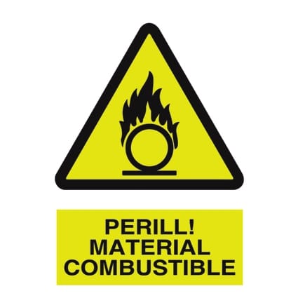Senyal d`advertència : Perill, material combustible