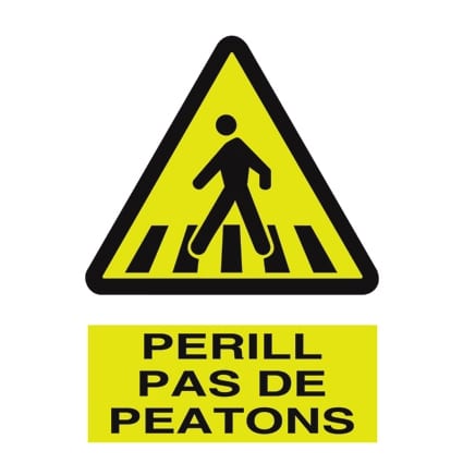 Senyal d`advertència: Perill, pas de peatons