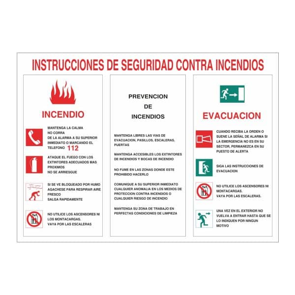 Instrucciones de seguridad contra incendios