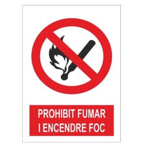 Senyal prohibit fumar i encendre foc