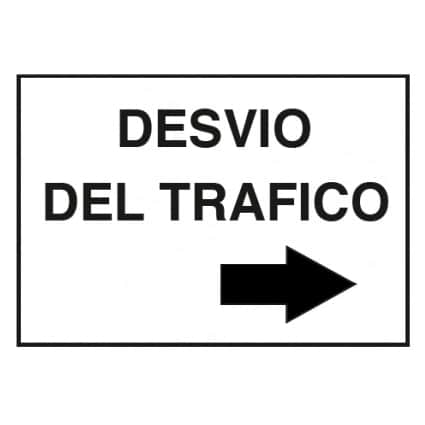 Cartel señalización desvio tráfico a la derecha
