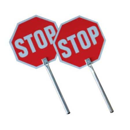 Paleta de señalización stop-stop de poliestireno y mango aluminio
