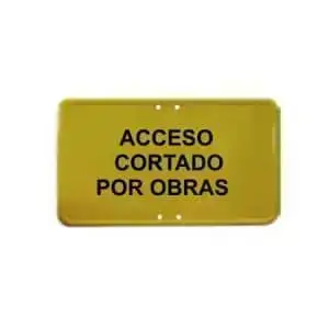 Cartel acceso cortado por obras