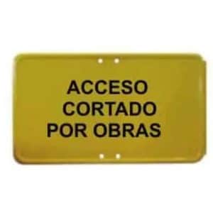 Cartel acceso cortado por obras