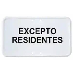 Placas excepto residentes