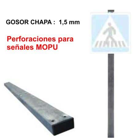 Postes rectangulares para señales MOPU – Grosor chapa 1,5 mm