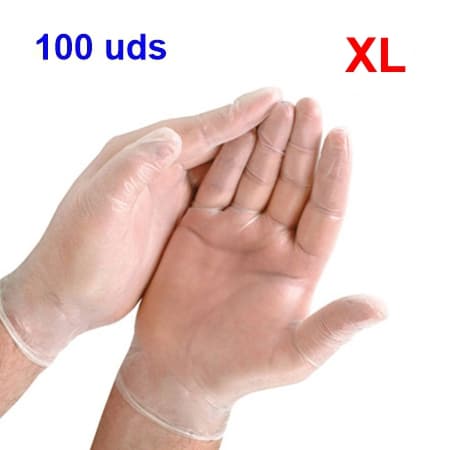 Guantes de vinilo desechable sin polvo – Caja 100 uds – Talla XL