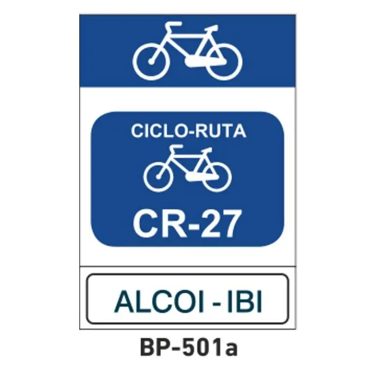 Señal inicio de ciclo-ruta con datos personalizados - Señal tráfico