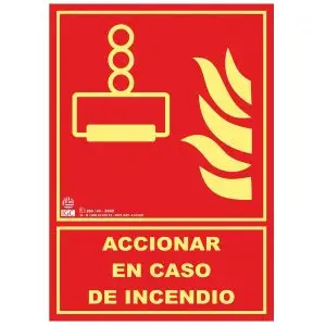 Señal accionar en caso incendio
