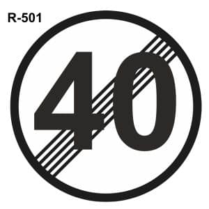 Fin de prohibición velocidad máxima de 40 km/h ( R-501 )