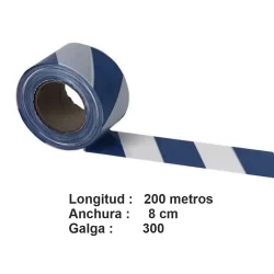 Cinta balizamiento blanca azul