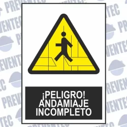 Peligro andamio incompleto