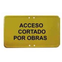 Cartel acceso cortado por obras