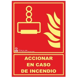 Señal accionar en caso incendio